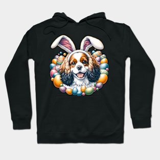 English Toy Spaniel Enjoys Easter with Bunny Ears Hoodie